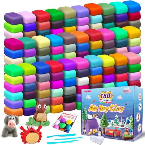ESSENSON Air Dry Clay 180 Colors Modeling Clay for Kids DIY Molding Magic Clay for with Tools Toys Gifts for Age 3 4 5 6 7 8 Years Old Boys Girls Kids - Image 1