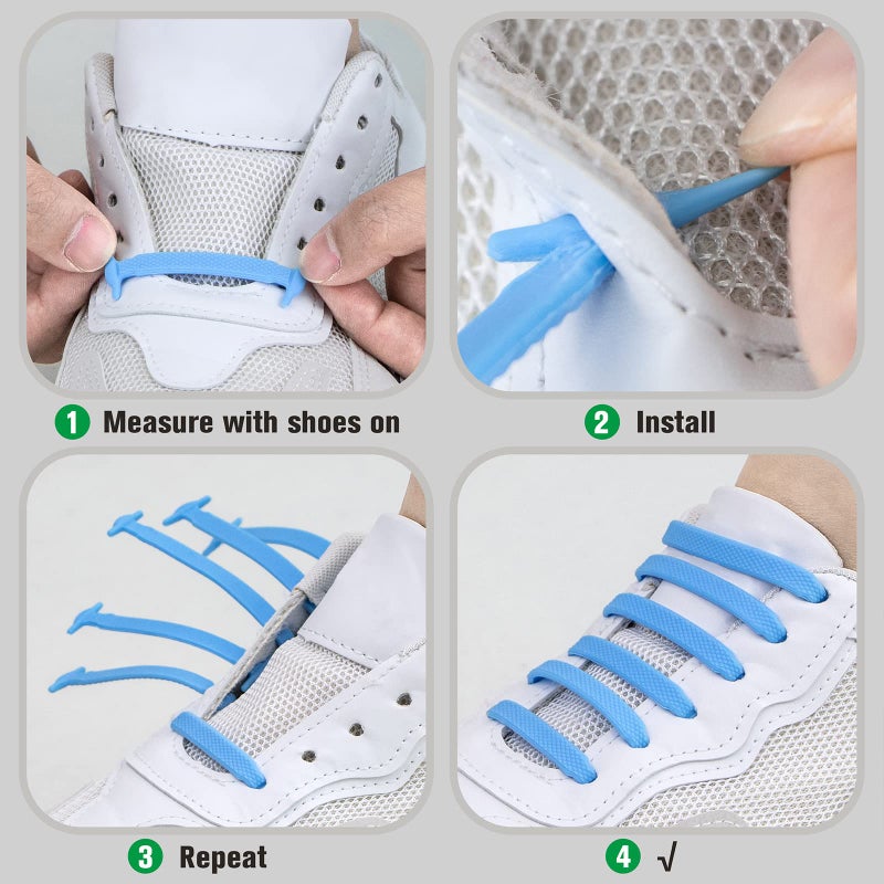 INMAKER No Tie Shoe Laces for Adults and Kids, Elastic Shoelaces for Sneakers, Rubber Silicone Tieless Laces - Image 4