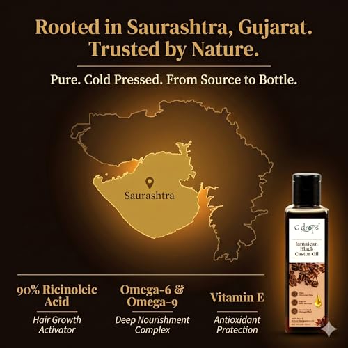 G Drops Jamaican Black Castor Oil – Cold Pressed, 100% Pure & Unrefined JBCO for Hair Growth, Thicker Eyebrows, Longer Eyelashes & Scalp Nourishment | For Men & Women | 100ml - Image 5