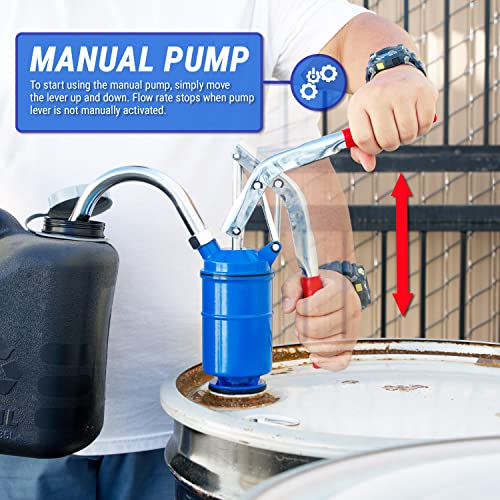 TERA PUMP Heavy Duty Manual Hand-Operated Drum Barrel Pump Lever-Action High Viscosity for Thicker Liquids Motor Oil, Gear Oil, Cutting Oils, Lubricants, etc. - Image 4