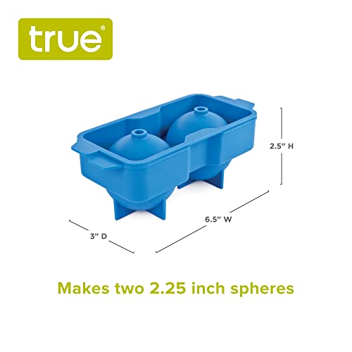 True Neptune Sphere Ice Cube Mold - Food-Safe Silicone Large Craft Ice Ball Maker Mold for Cocktails - 2.25 Inch Ice Spheres, Blue, 2-Piece Set of 1 - Image 3