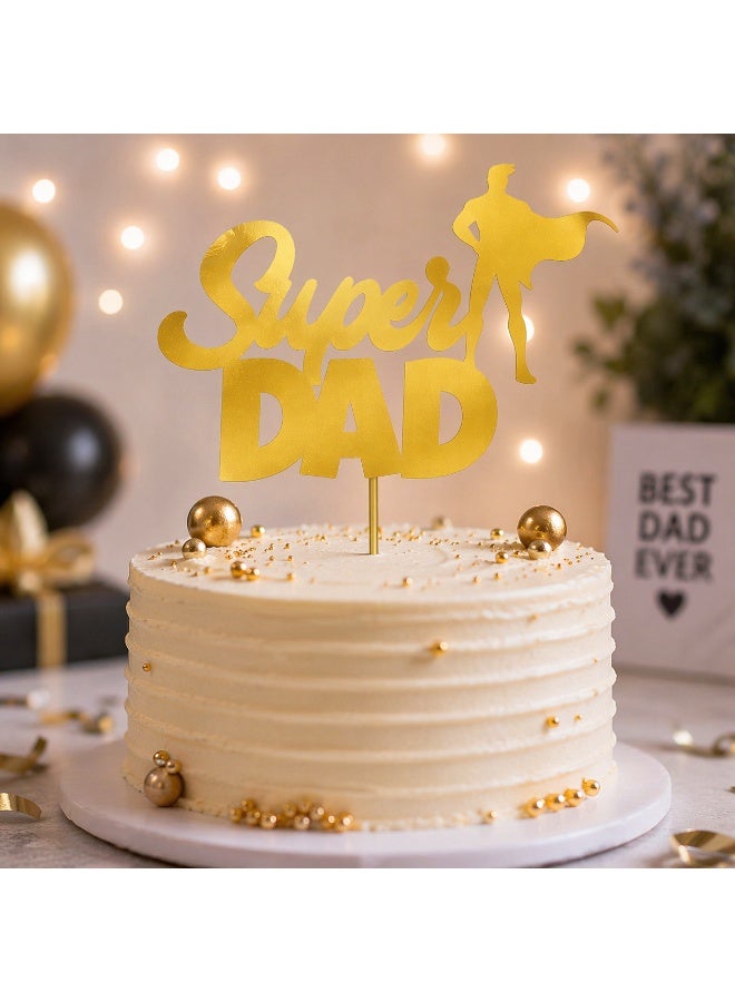 Super Dad Cake Topper – Acrylic Father’s Day Cake Decoration | Superhero Dad Theme Party Topper for Birthday, Dad Celebration Cake Decor - Image 3