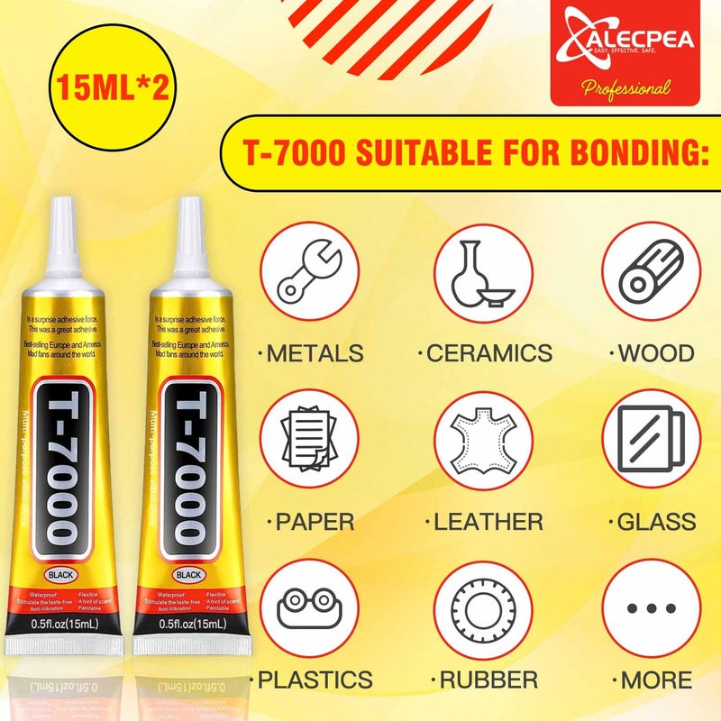 ALECPEA Upgrade T-7000 Black Adhesive Glue - 2PCS 15ml | High-Performance Waterproof Adhesive for Precision Repairs, Perfect for Phone, Electronics, Jewelry, and Crafts - Image 3