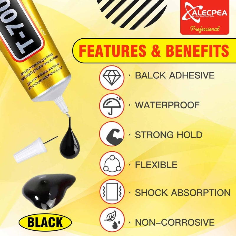 ALECPEA Upgrade T-7000 Black Adhesive Glue - 2PCS 15ml | High-Performance Waterproof Adhesive for Precision Repairs, Perfect for Phone, Electronics, Jewelry, and Crafts - Image 2