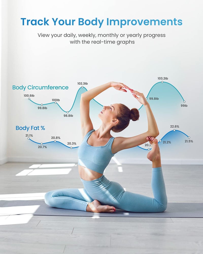 RENPHO Smart Scale and Tape Measure for Body, Digital Bluetooth Scale for Body Weight with Body Tape Measure for Body Measuring, Weight Loss, Muscle Gain, 400 lbs, Inches/m - Image 5