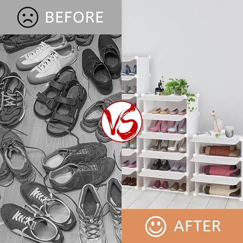 KEEKOS Shoe Rack Plastic,Portable with Dustproof Door, Multi-Purpose Plastic for Home Foldable Portable Shelves Chappal, Slipper, Heels, Boots,Stand (Light Grey, 12-Shelf-6-Door) - Image 4