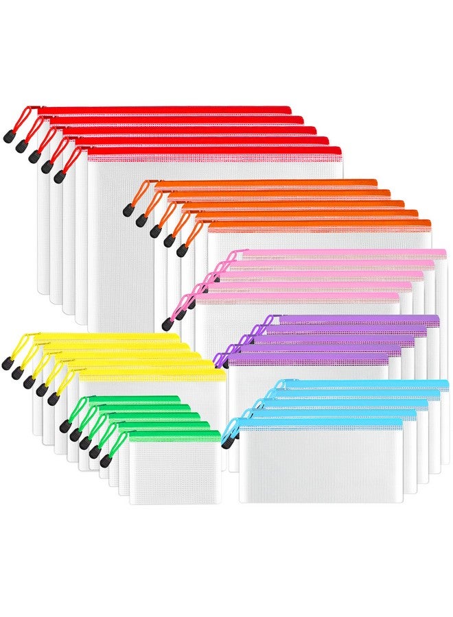 SUNEE Multisize Plastic Zipper Pouches (7 Colors, 35 Packs), Water-Resistant Zip Bag For School Office Supplies, Puzzles & Games Organizing Storage - Image 1