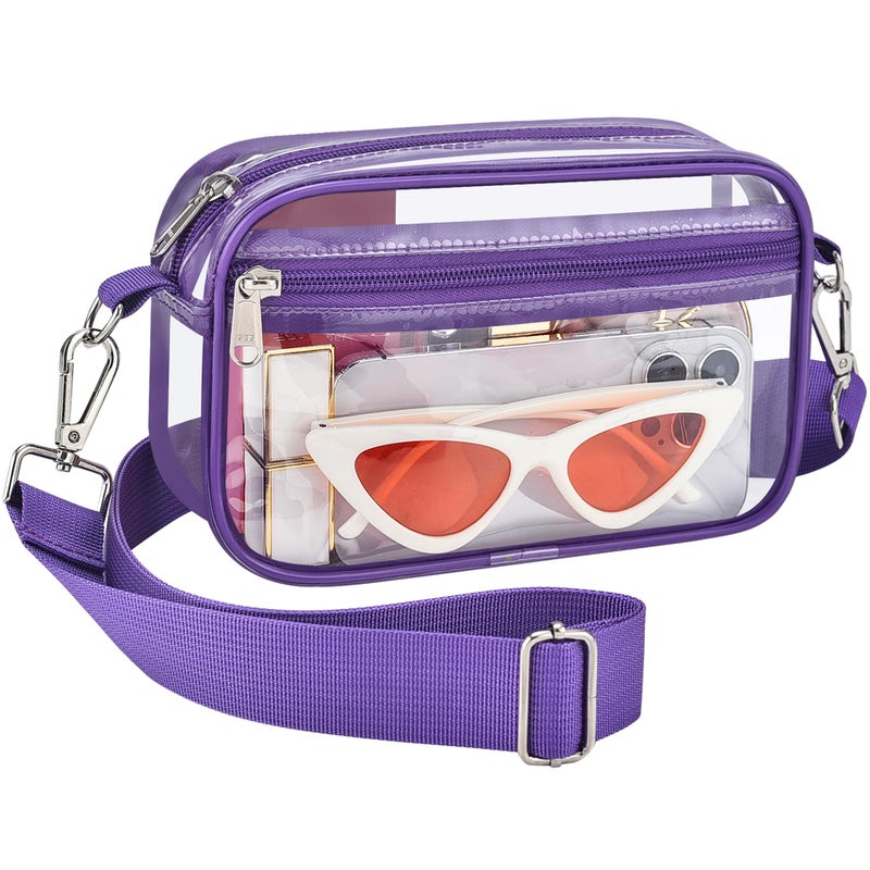 Bagenius Clear Bag for Stadium Events Clear Purse with Removable Strap Transparent Bag for Concert and Sport Events, Purple - Image 1