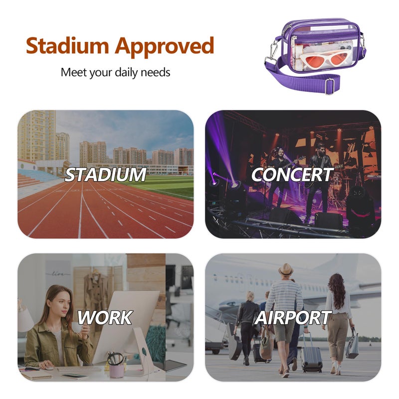 Bagenius Clear Bag for Stadium Events Clear Purse with Removable Strap Transparent Bag for Concert and Sport Events, Purple - Image 5