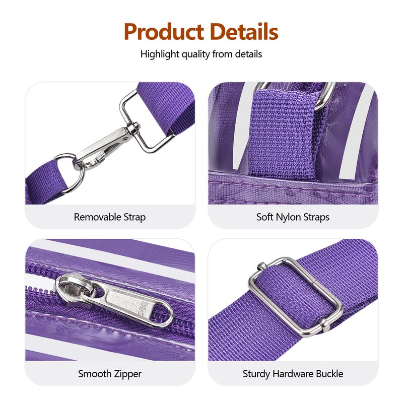 Bagenius Clear Bag for Stadium Events Clear Purse with Removable Strap Transparent Bag for Concert and Sport Events, Purple - Image 4