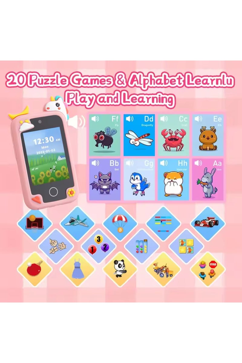 erorex Pink With 8G New Kids Smart Phone Toys Cartoon Baby Mobile MP3 Player Digital Camera for Girls Boy - Image 4