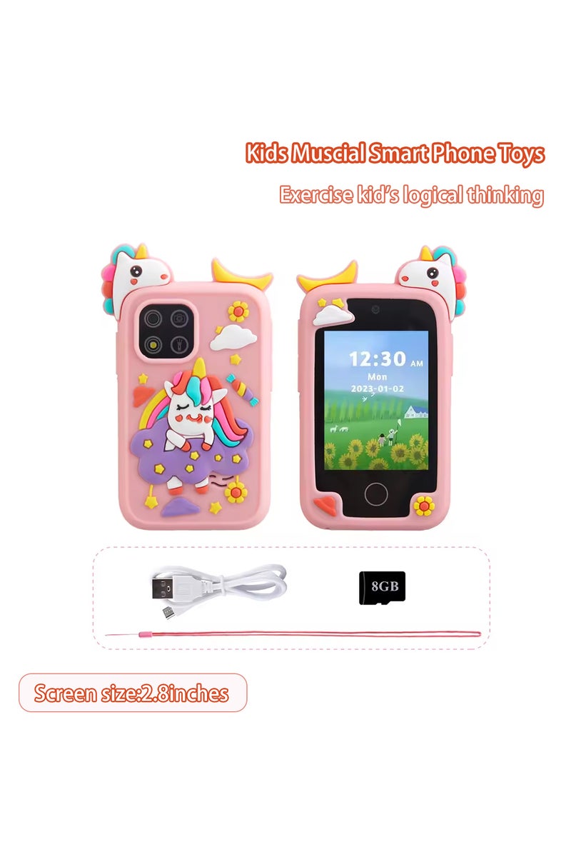 erorex Pink With 8G New Kids Smart Phone Toys Cartoon Baby Mobile MP3 Player Digital Camera for Girls Boy - Image 1