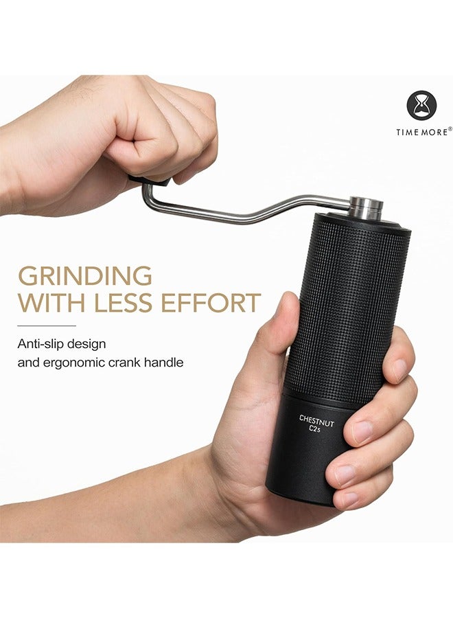 TIMEMORE Chestnut C2S Manual Coffee Grinder with Internal Adjustable Grind Setting, Capacity 20g Hand Coffee Grinder with Stainless Steel Conical Burr, for Espresso to French Press, Black - Image 5