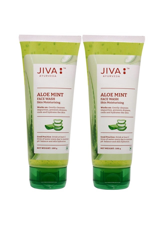 Jiva Aloe Mint Facewash 100gm | 100% Pure & Natural | Deep Cleanses Pores, Hydrates Skin & Reduces Sebum Production | Prevents Acne, Blemishes, Blackheads, Pimples & Breakouts (Pack of 2) - Image 1