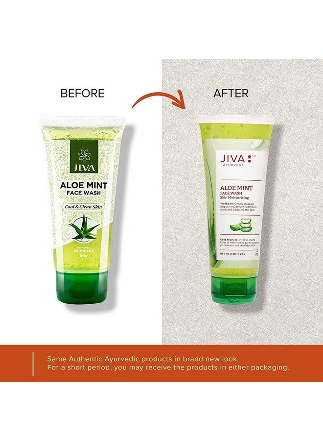 Jiva Aloe Mint Facewash 100gm | 100% Pure & Natural | Deep Cleanses Pores, Hydrates Skin & Reduces Sebum Production | Prevents Acne, Blemishes, Blackheads, Pimples & Breakouts (Pack of 2) - Image 3