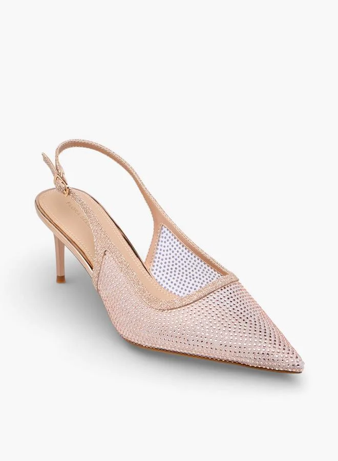Flora Bella By Shoexpress Women Mesh Embellished Heel Shoes