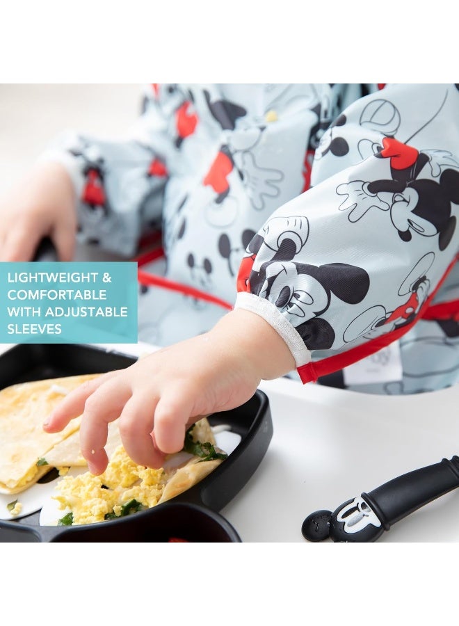Bumkins Disney Bibs, Baby and Toddler Girls and Boys 6-24 Months, Long Sleeve, Essential Must Have for Eating, Feeding, Mess Saving Lightweight Waterproof Fabric Sleeved Smock, Mickey Mouse Classic - Image 4