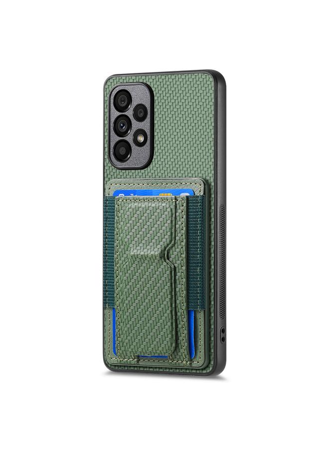 اس-توب جراب لهاتف Samsung Galaxy M23 5G مصنوع من ألياف الكربون مع حامل قابل للطي وحقيبة بطاقات مرنة - Image 2