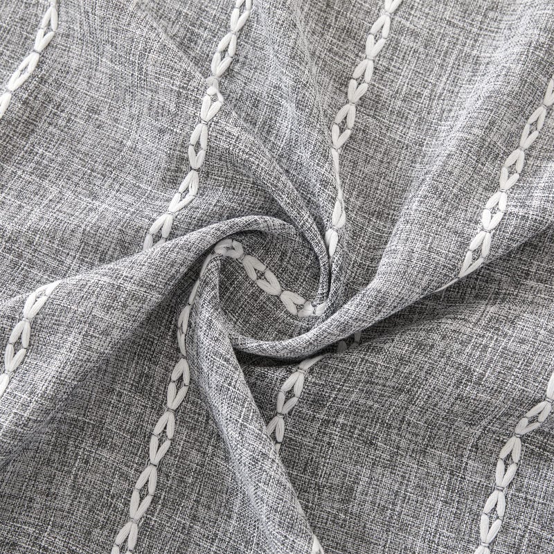 RoomTalks Dark Gray Boho Farmhouse Kitchen Curtains 36 Inch Length French Striped Modern Vintage Chic Textured Tassel Charcoal Short Cafe Curtains for Small Window Kitchen Bathroom Decor - Image 5