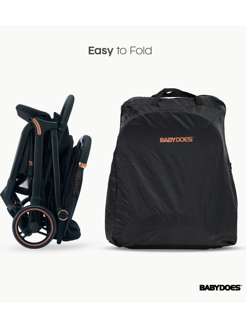 BABYDOES كرافتير – عربة أطفال قابلة للطي مدمجة، حزام أمان 5 نقاط، مسند ظهر وقاعدة قدم قابلة للتعديل، من 0 إلى 4 سنوات (22 كجم)، أسود - Image 5