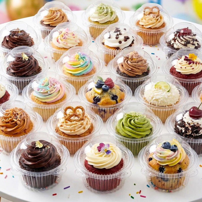 HANSGO 80Pack Individual Cupcake Containers with Lid 43 x 32 Inches Plastic Clear Cupcake Holder for Wedding Baby Shower Birthday Party Supply - Image 2