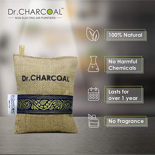 Dr. CHARCOAL Dr CHARCOAL Moisture Absorber Dehumidifier Activated Charcoal Bags for Wardrobe, Shoe Rack and Fridge; Prevents Mould & Fungus, Removes Bad Smell, Lasts 1 year, 75g Pack of 3 (Classic Khaki) - Image 3