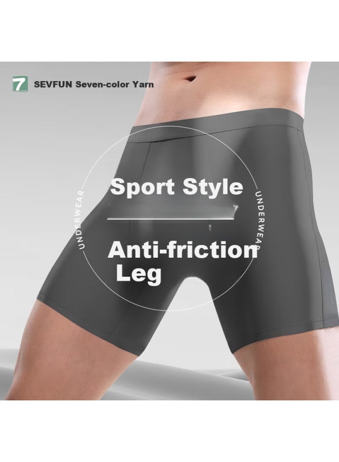 Seven Color Spinning Men's Long Anti-chafing Ice Silk Plus Size Running Boxer Briefs - Image 1