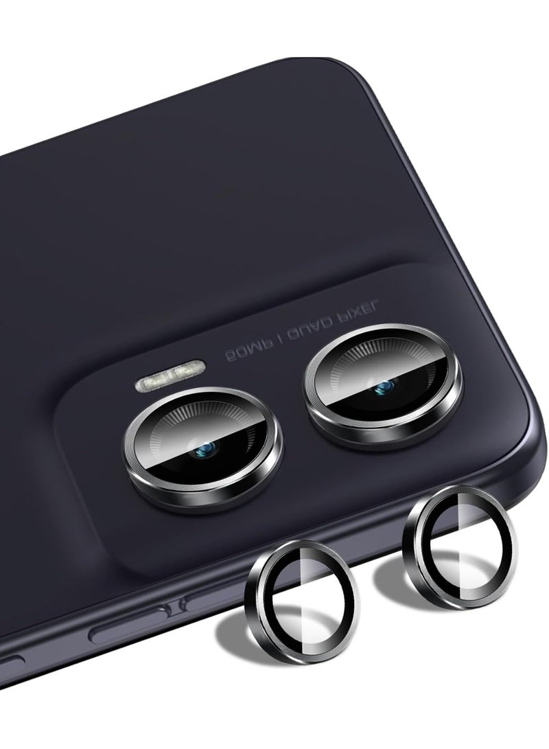 Camera Lens Protector For Moto G35 , Scratch-Resistant HD Clarity Ultra-Thin 9H Tempered Glass with Aluminum Edging, Individual Metal Lens Cover (Black) - Image 1