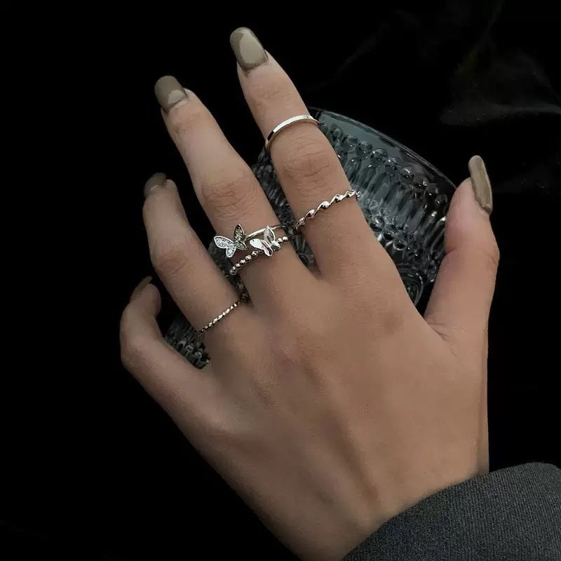طقم خواتم كورية بسيطة متموجة للنساء - Image 3
