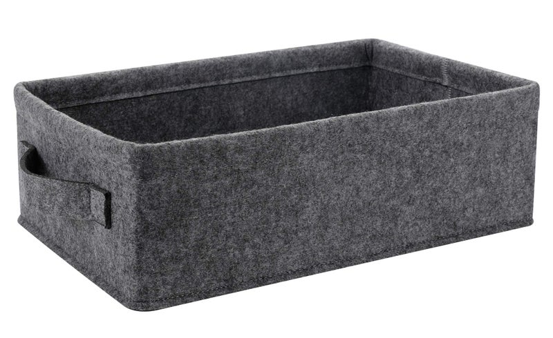 KWLET Small Basket Shallow Storage Baskets Felt Storage Basket Bin Long Narrow Basket for Towels Dog Cat Toys Office Supplies Dippers Baby Toys Storage Basket Light Gray