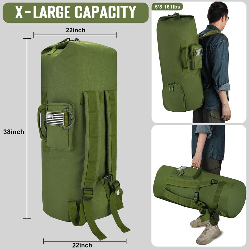 MOZETO 110L Extra Large Sea Bag, Military Duffle Bag with Backpack Straps Heavy Duty Army Duffle Bag for Camp, College Dorm or Laundry Bag - Image 5