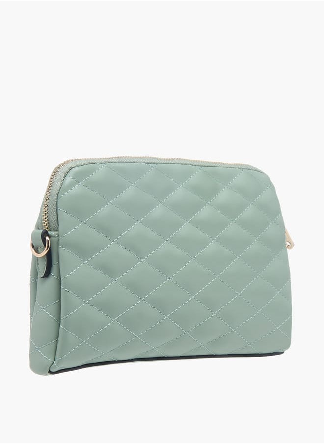 Celeste Women Quilted Crossbody Bag with Zip Closure and Detachable Strap  - Image 3