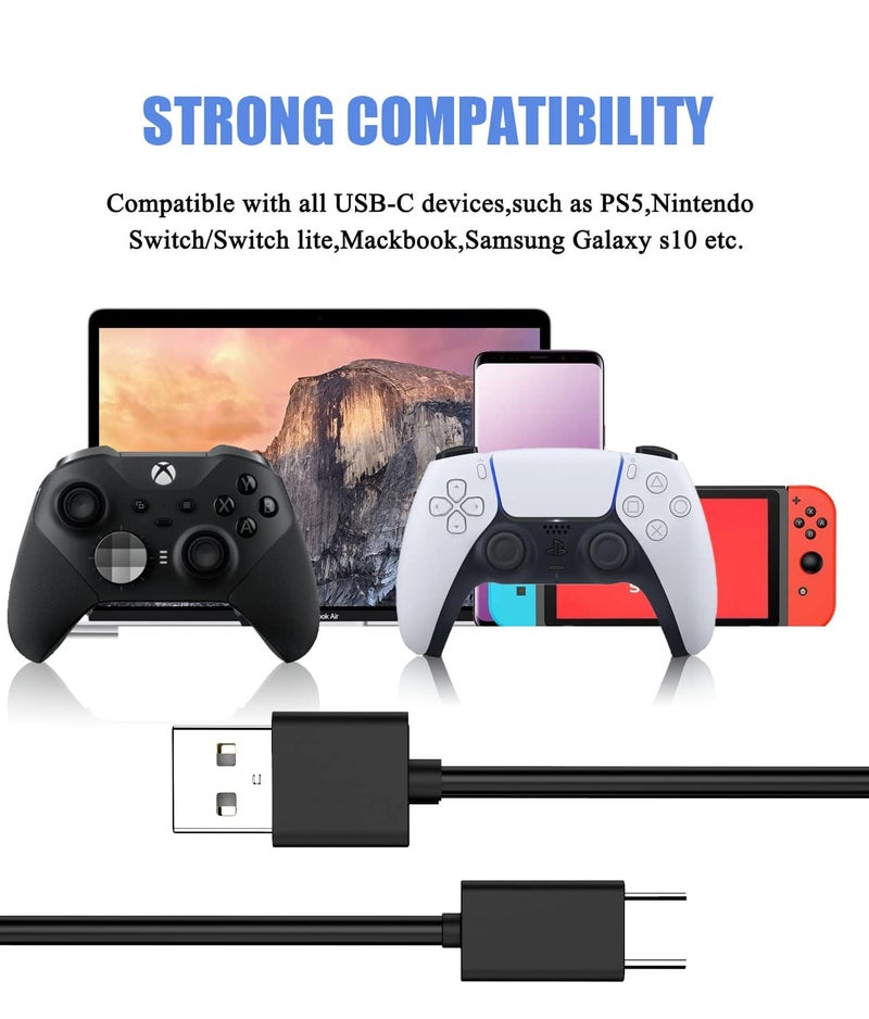 كابل PS5 USB C لوحدات تحكم Xbox Series X Core، وحدات تحكم PlayStation 5 PS5 DualSense، كابل شحن سريع لوحدات تحكم Xbox Series S Core، كابل شحن PS5، سلك شحن من نوع C بطول 5 أقدام - Image 4
