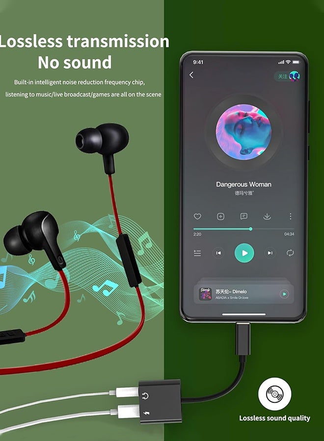 يونيك محول 2 في 1 من USB C إلى منفذ سماعة 3.5 ملم، محول صوت وشحن جديد DAC Type C، موزع سماعات متوافق مع Apple iPad Pro وGalaxy S25 Ultra وS10 Lite وNote10 وA90 وZ Flip وTab S6 وHuawei P30 - يدعم المكالمات والشحن - أسود - Image 5