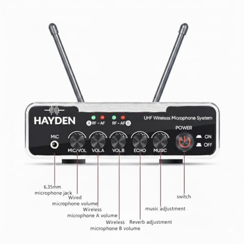 HAYDEN HY-X7 Echo Mic Dynamic Wireless Karaoke Microphone System for Home with 2 UHF Metal Body Mics, Bluetooth, Optical & AUX Input & Output, Adjustable Volume & Echo, Smart TV, Sound Bar Compatible - Image 5