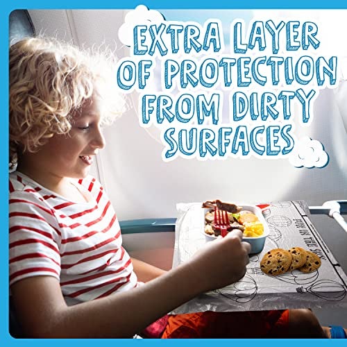 Impresa Disposable Airplane Table Cover for Kids & Adults - 24-Pack - 18 x 14.5 in, Clear with Black Print, Modern Style - Fits Most Airplane Tray Tables & Hygienic Protection - Image 2
