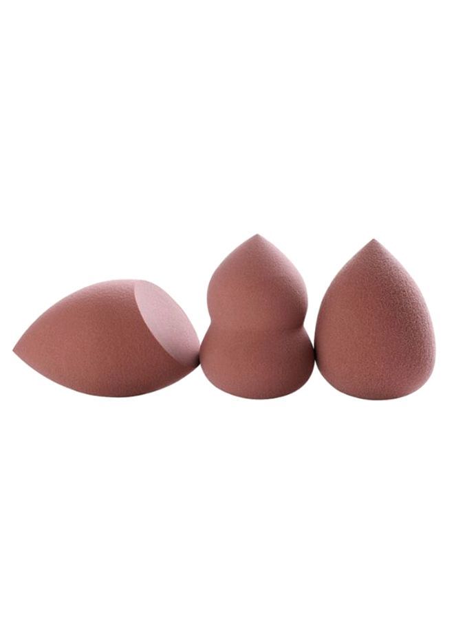 NIBEMINENT 3-Piece Dry And Wet Dual-Use Makeup Sponge Set Brown - Image 1