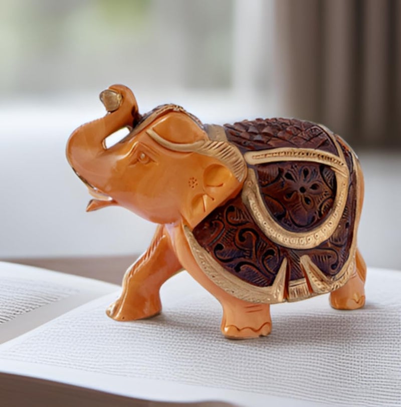 Purpledip Wooden Elephant Statue: Handmade Collectible Figurine (12343) - Image 1