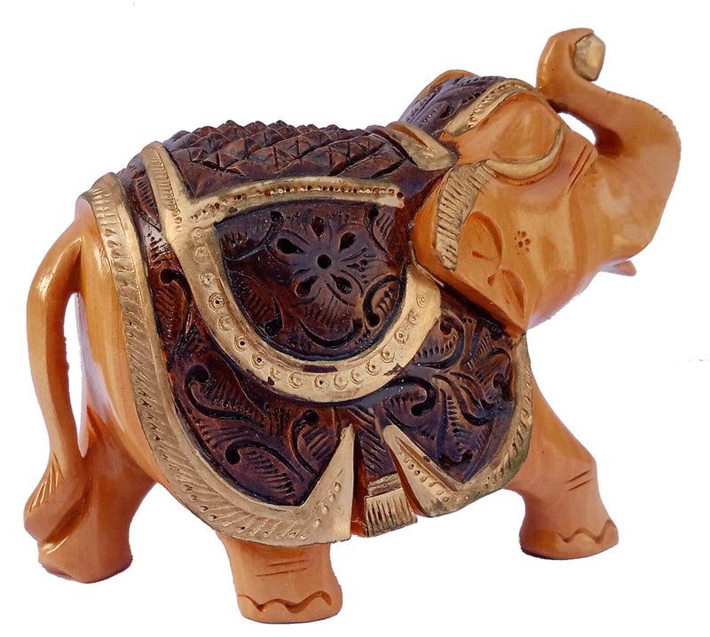 Purpledip Wooden Elephant Statue: Handmade Collectible Figurine (12343) - Image 5