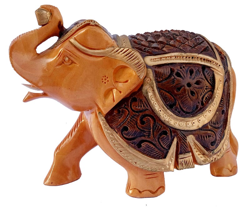 Purpledip Wooden Elephant Statue: Handmade Collectible Figurine (12343) - Image 2