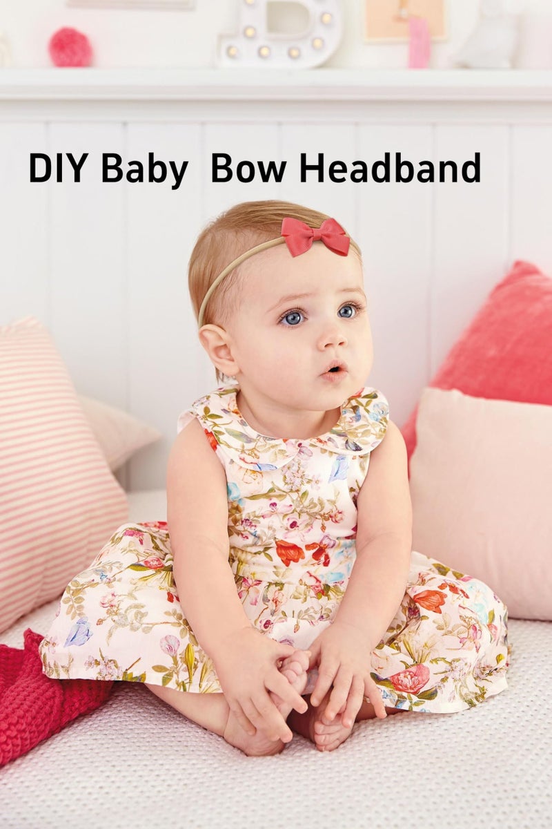 Qearl 60 Pack Soft Stretchy DIY Nylon Headbands Hair Bands Bows DIY Accessory for Newborn Baby Girls with Box - Image 2