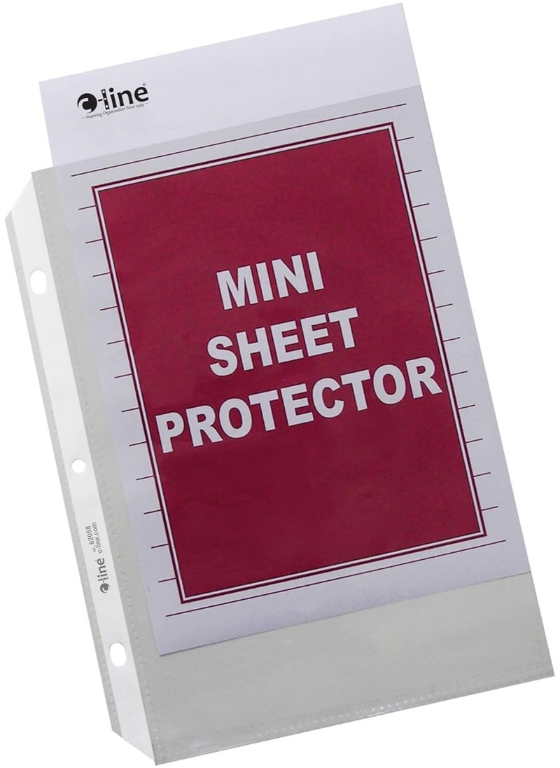C-Line C-Line Top Loading Heavyweight Poly Sheet Protectors, Clear, Mini Size, 8.5 x 5.5 Inches, 50 per Box (62058)  - Image 1