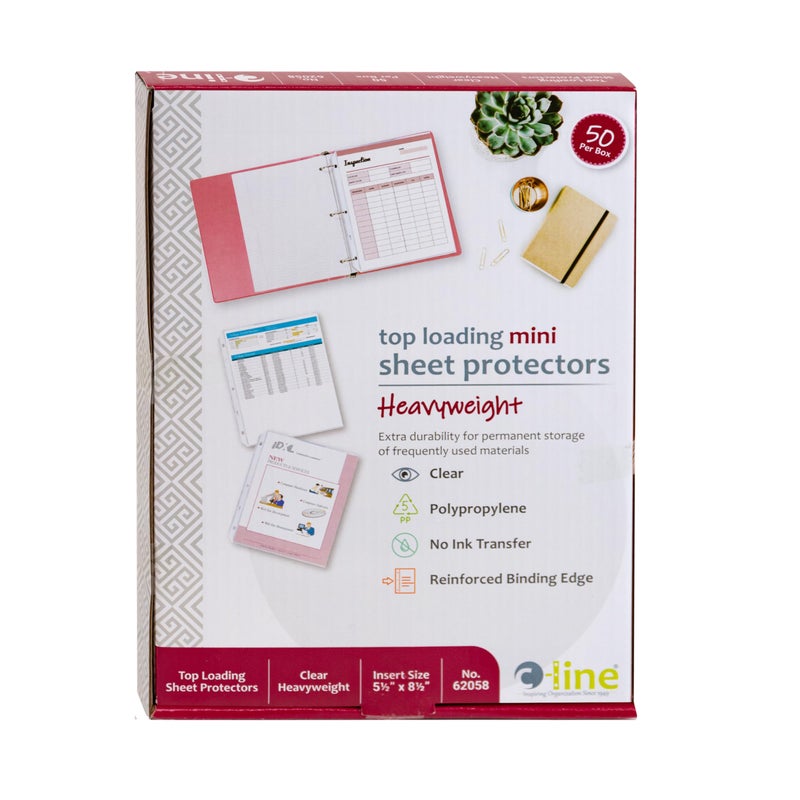 C-Line Top Loading Heavyweight Poly Sheet Protectors, Clear, Mini Size, 8.5 x 5.5 Inches, 50 per Box (62058) - Image 3