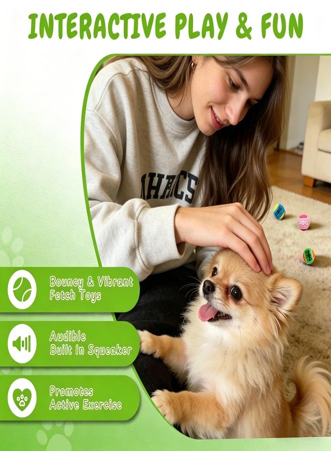 INSUM Squeaky Balls for Dogs - 24 Pack Small Squeaky Tennis Balls for Dogs, 2 Inch Eye-Catching Color Toy Balls, Built-in Squeaker, Idea for Doggie Birthday Gift - Image 3