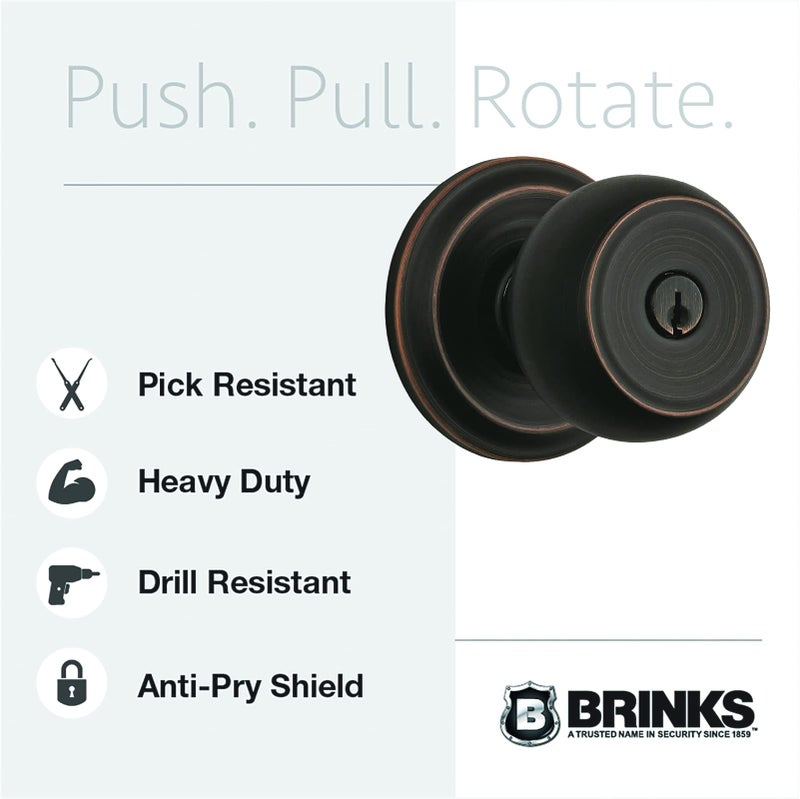 BRINKS, Tuscan Bronze, Push Pull Rotate Door Locks Stafford Entry Door Knob, 23001-150, No Size - Image 5