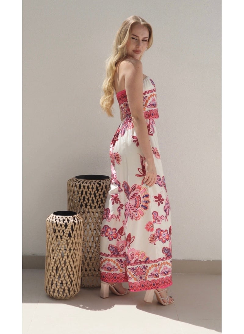 Alorabella Violet Floral Jumpsuit - Cream  - Image 4