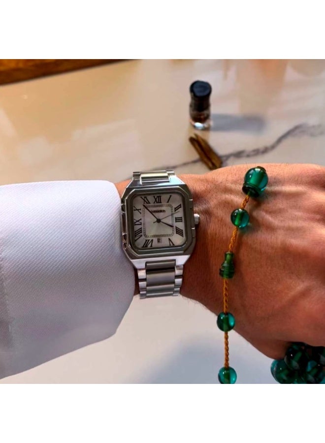 Men's luxury watch in silver - Image 1