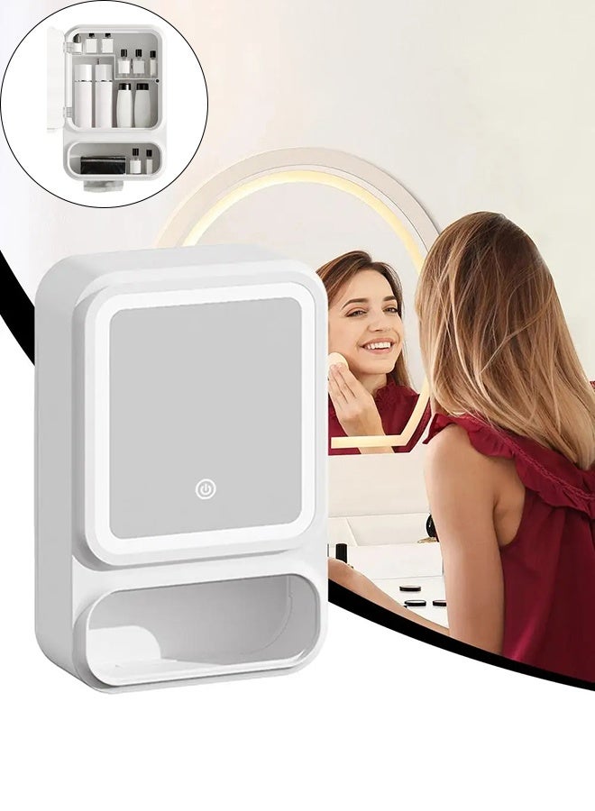 XiuWoo Bathroom Mirror Cabinet Bathroom Mirror with Storage Organizer Storage Organizer with LED Lights Magnetic Door Tissue Dispenser - Image 1