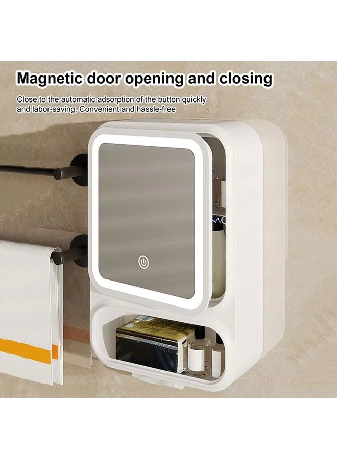 XiuWoo Bathroom Mirror Cabinet Bathroom Mirror with Storage Organizer Storage Organizer with LED Lights Magnetic Door Tissue Dispenser - Image 3