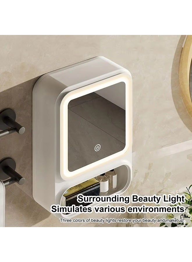 XiuWoo Bathroom Mirror Cabinet Bathroom Mirror with Storage Organizer Storage Organizer with LED Lights Magnetic Door Tissue Dispenser - Image 2